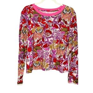Anthropologie Maeve long sleeve owl mushroom floral long sleeve top